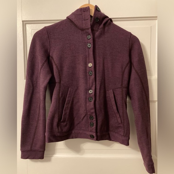 Ibex Women’s Button Front Merino Wool Hoodie/Merlot Color/XS - Picture 1 of 6